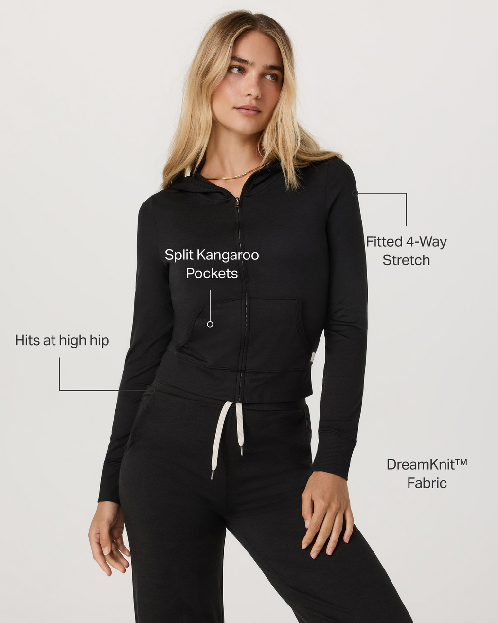 Halo Mini Full Zip Hoodie - Long | Cherry Noir