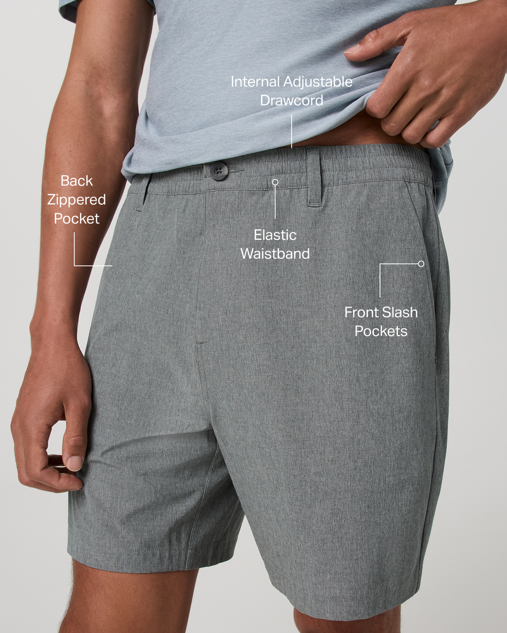 Aim Elastic Waist Short 7" | Concrete Linen Texture
