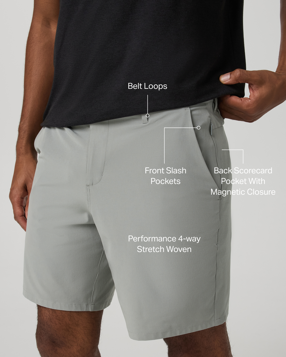 Aim Short 8" | Gravel Slub Stripe