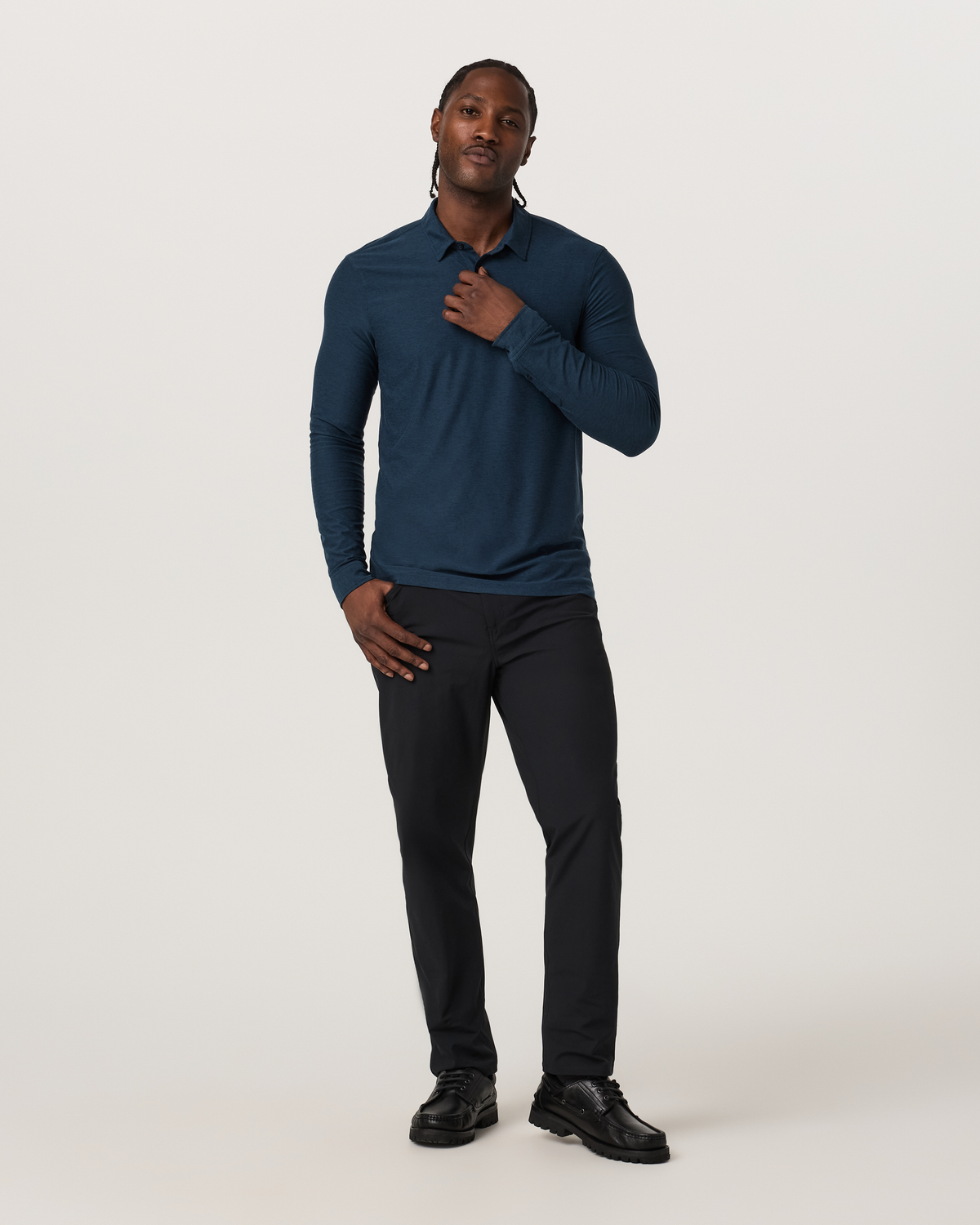 Long Sleeve Strato Tech Polo | Navy Heather