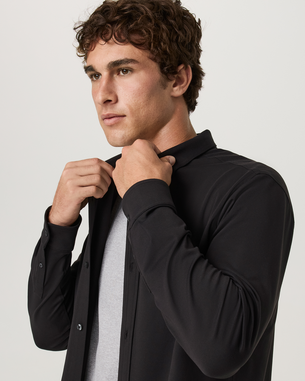 Long Sleeve Ponto Button Down Shirt | Raisin Heather