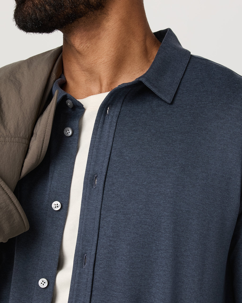 Long Sleeve Ponto Button Down Shirt | Light Heather Grey