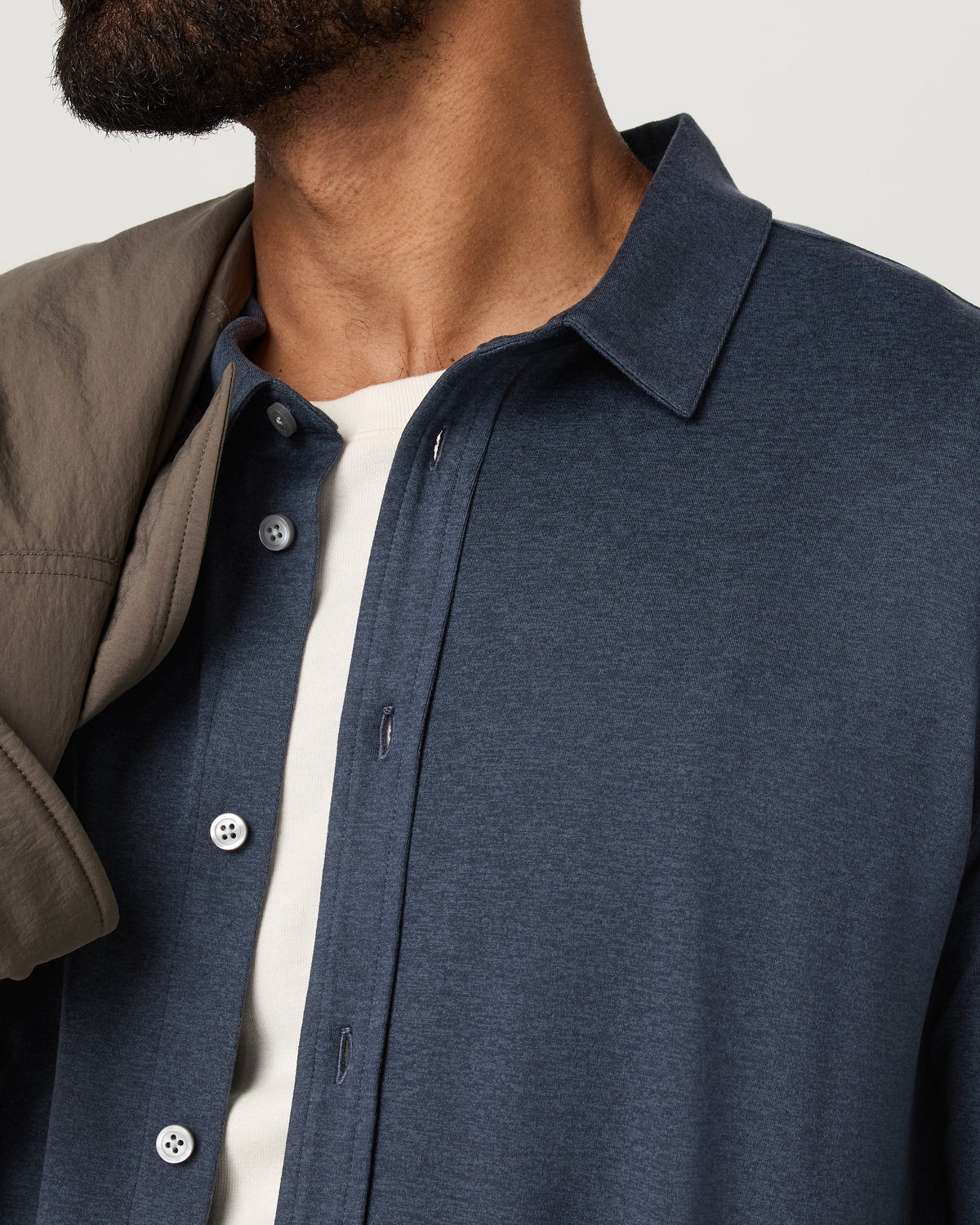 Long Sleeve Ponto Button Down Shirt | Light Heather Grey