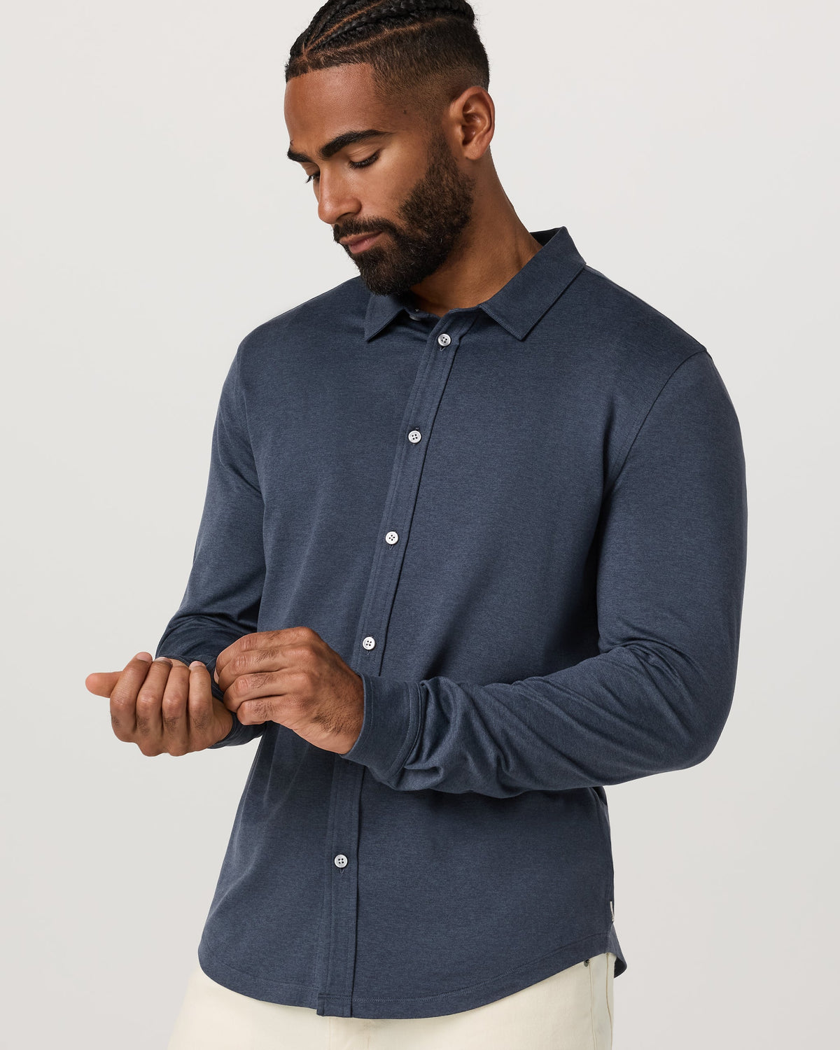 Long Sleeve Ponto Button Down Shirt | White