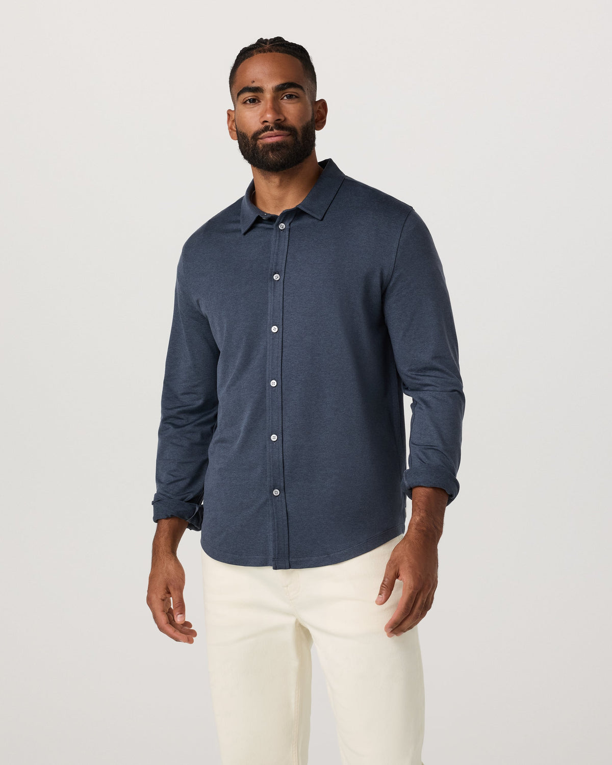 Long Sleeve Ponto Button Down Shirt | White