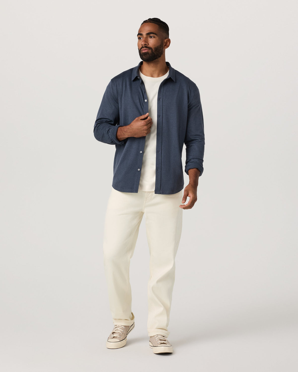 Long Sleeve Ponto Button Down Shirt | Black