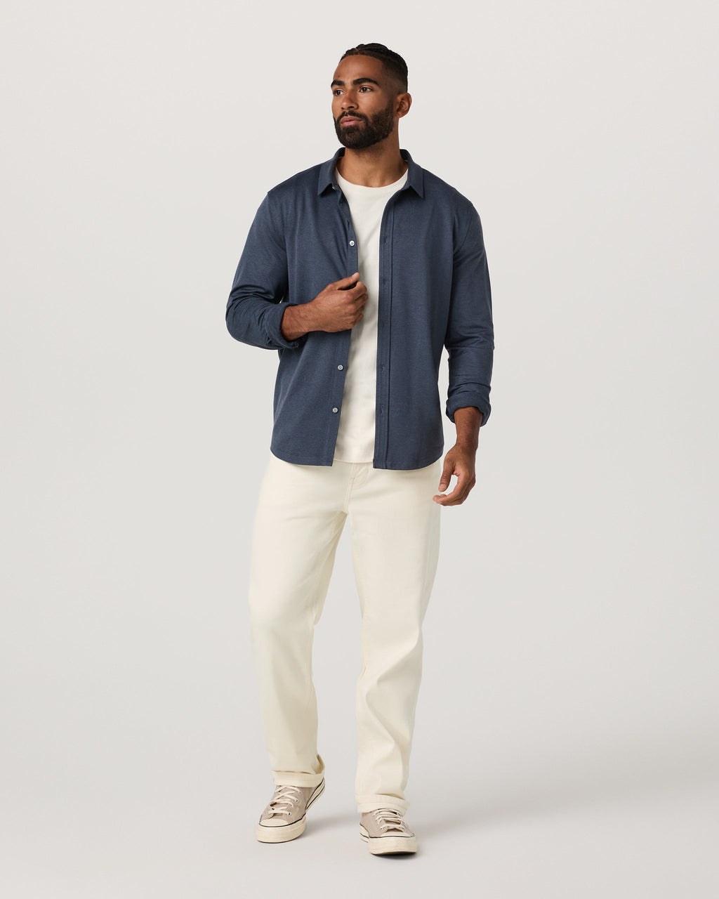 Long Sleeve Ponto Button Down Shirt | Raisin Heather