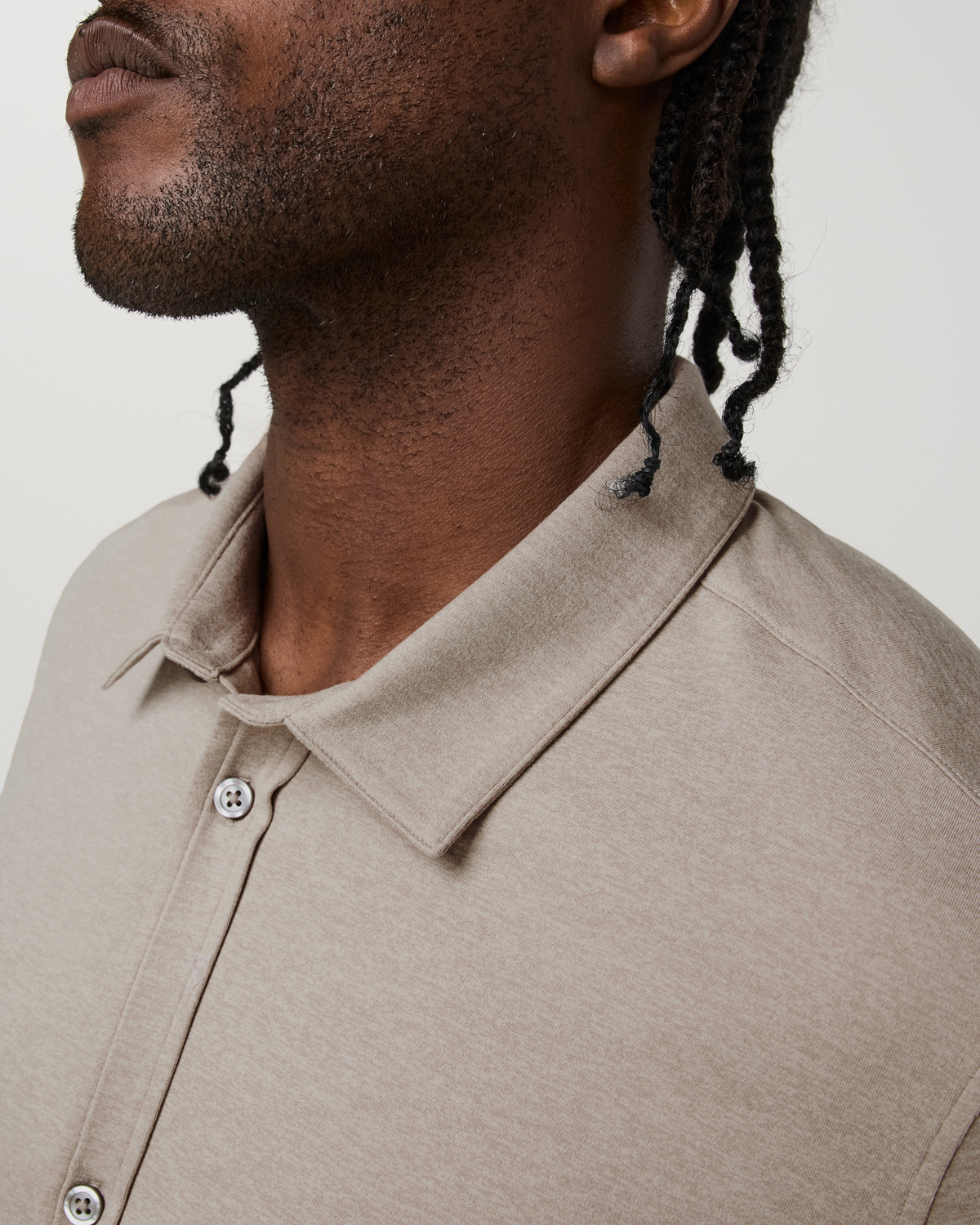 Long Sleeve Ponto Button Down Shirt | Light Heather Grey