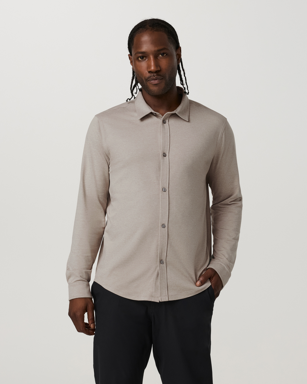 Long Sleeve Ponto Button Down Shirt | Azure Heather