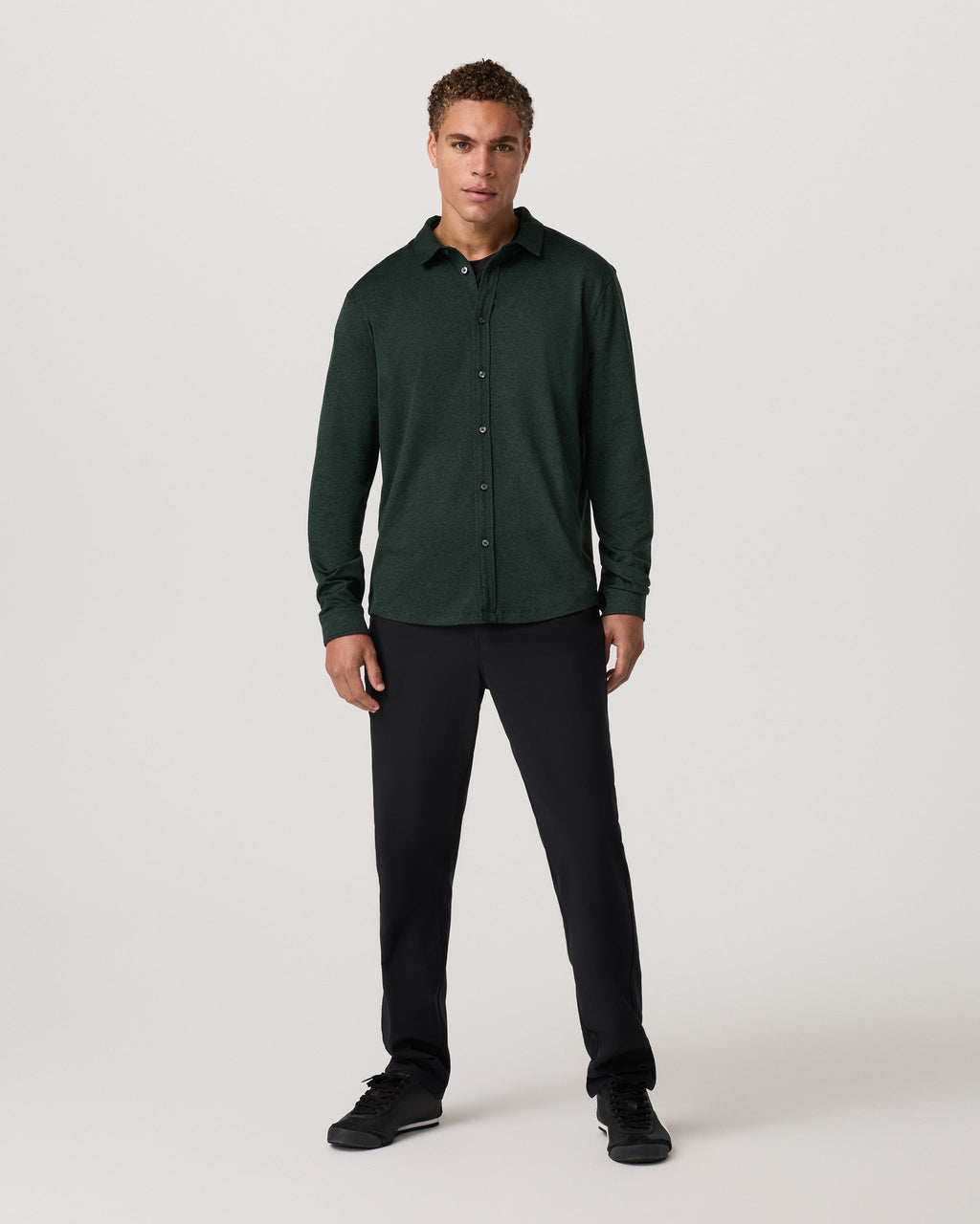 Long Sleeve Ponto Button Down Shirt | Evergreen Heather