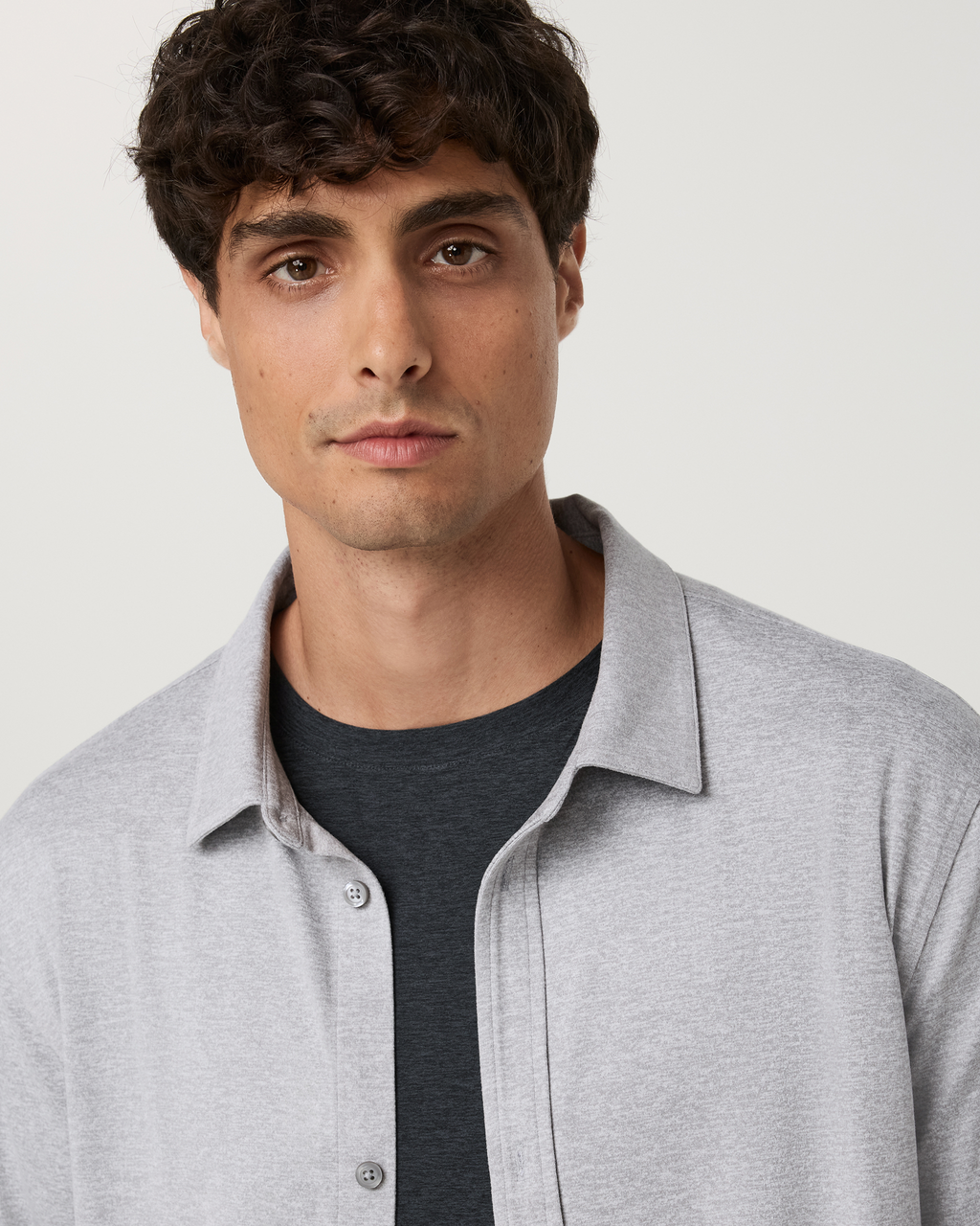 Long Sleeve Ponto Button Down Shirt | Raisin Heather
