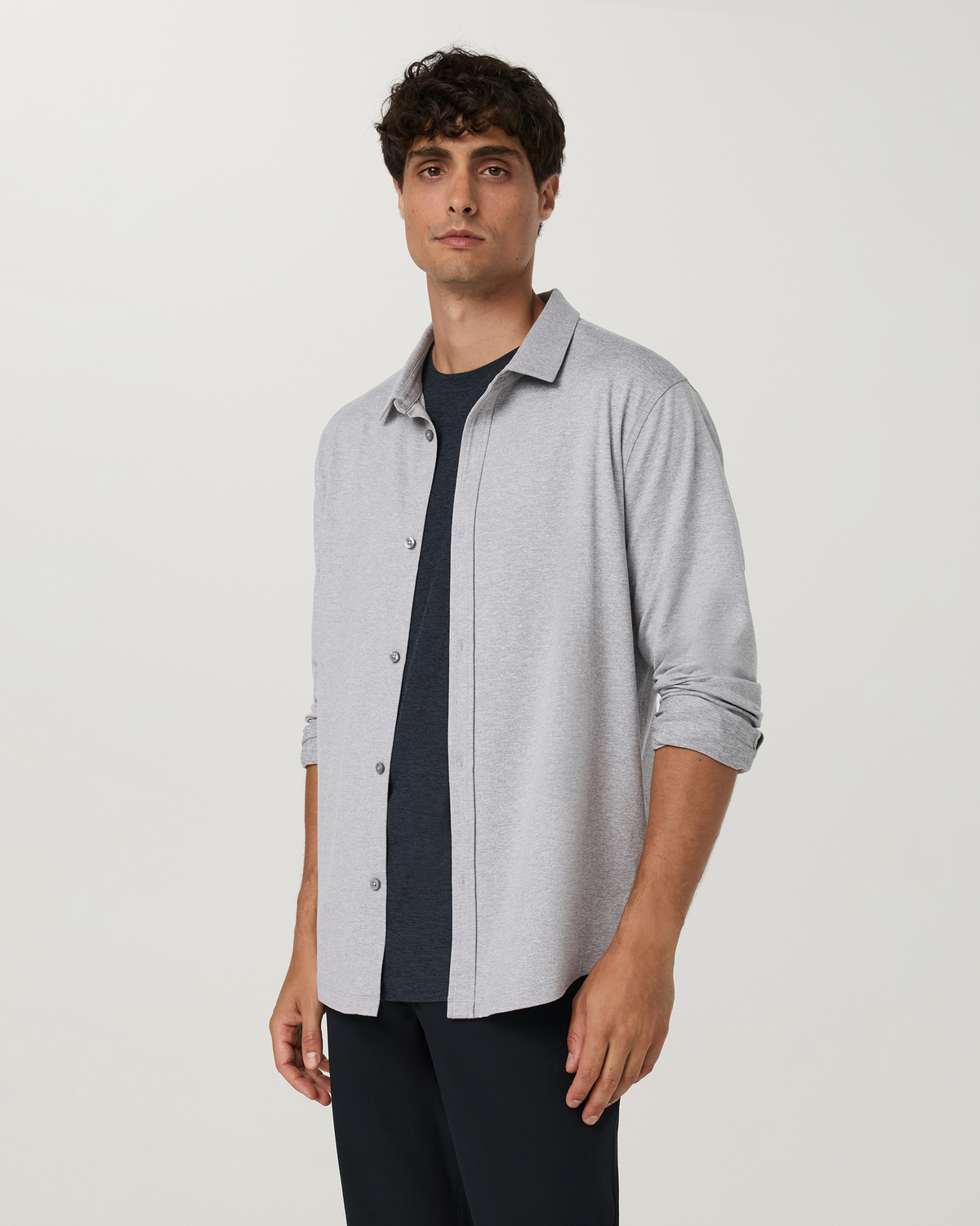 Long Sleeve Ponto Button Down Shirt | Azure Heather