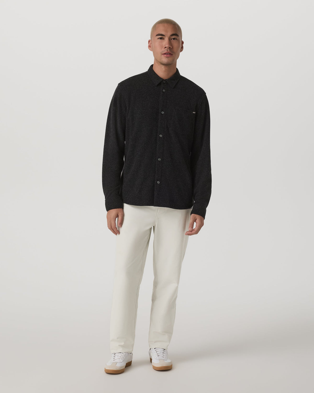 Long Sleeve Altitude Wool Button Down - Relaxed Fit | Volcanic Ash