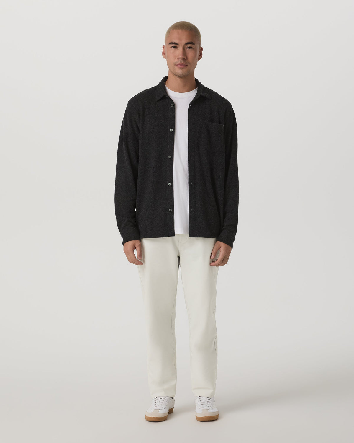 Long Sleeve Altitude Wool Button Down - Relaxed Fit | Volcanic Ash