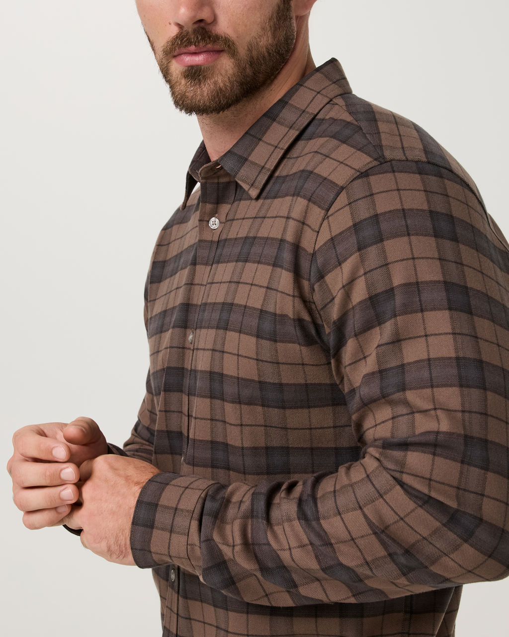 Long Sleeve Midweight Flannel Shirt | Black