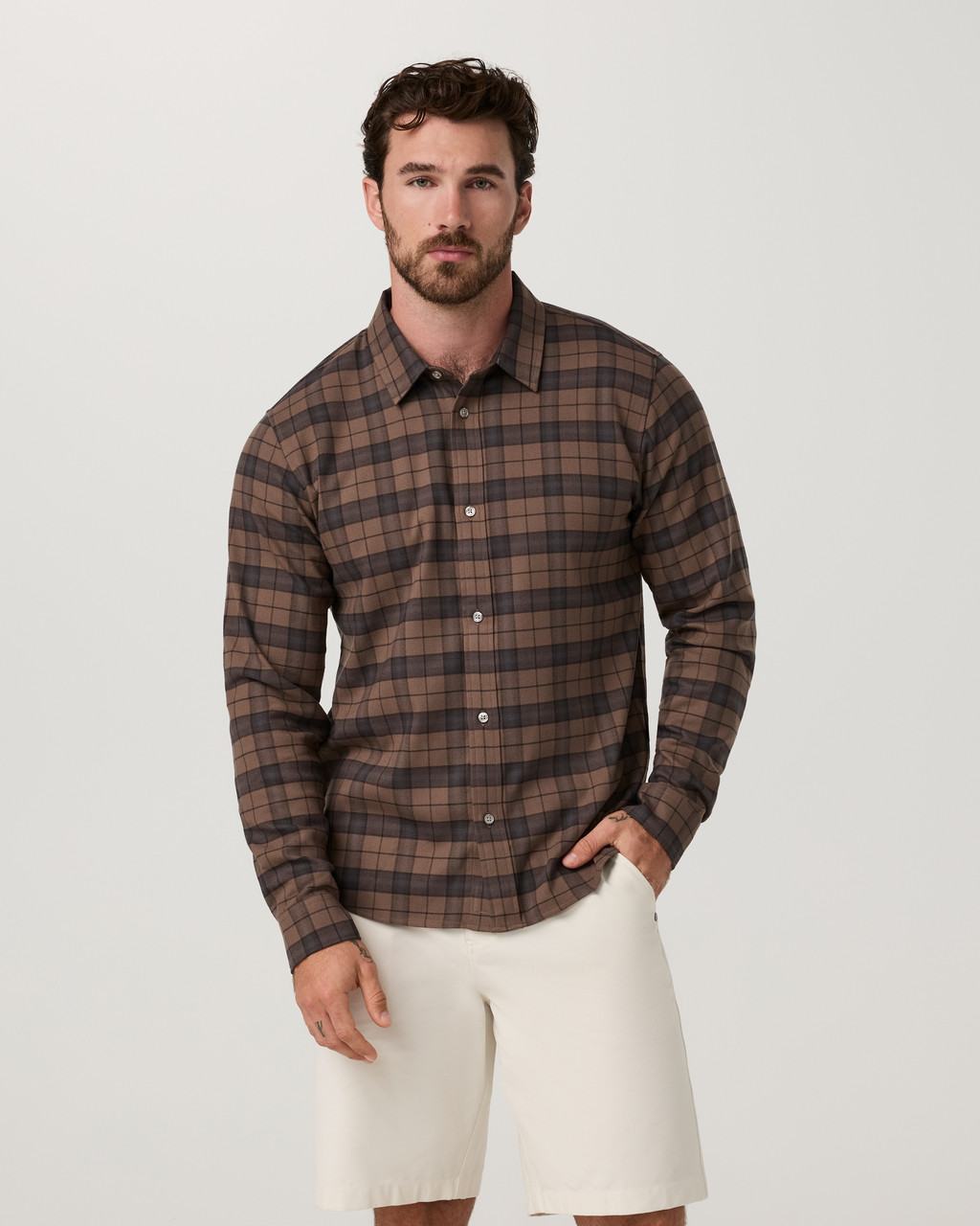 Long Sleeve Midweight Flannel Shirt | Sky Grey