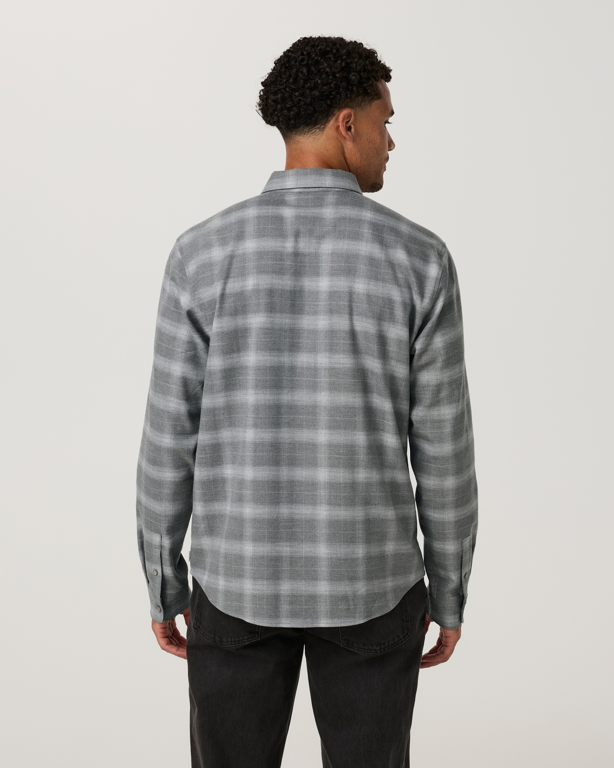 Long Sleeve Midweight Flannel Shirt | Black