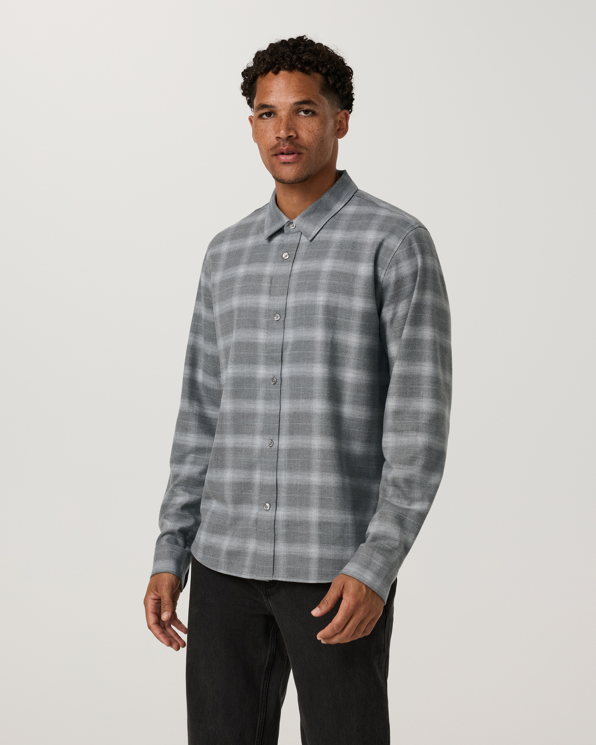Long Sleeve Midweight Flannel Shirt | Sky Grey