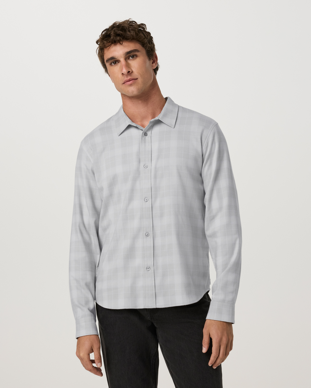 Long Sleeve Midweight Flannel Shirt | Black
