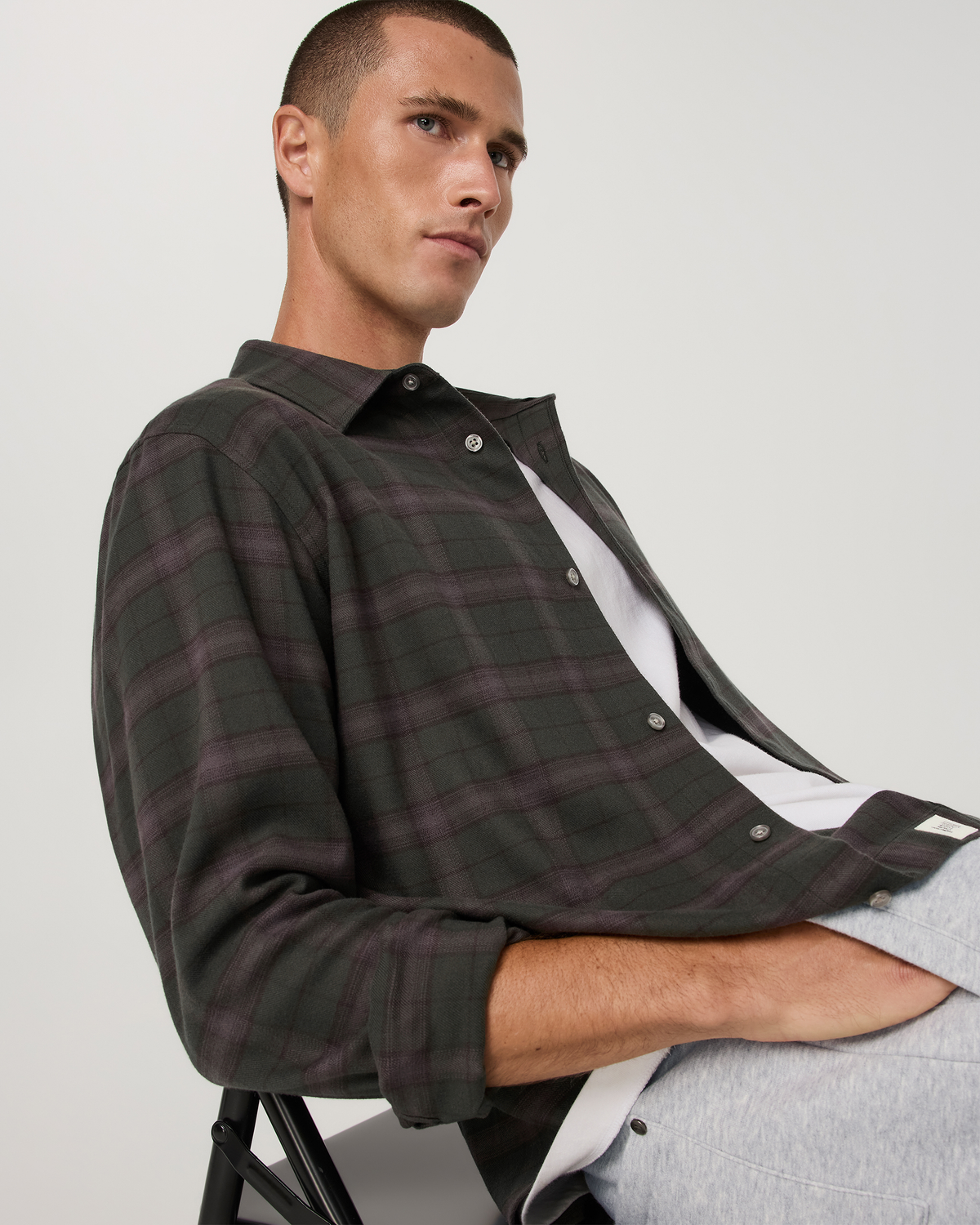 Long Sleeve Midweight Flannel Shirt | Sky Grey