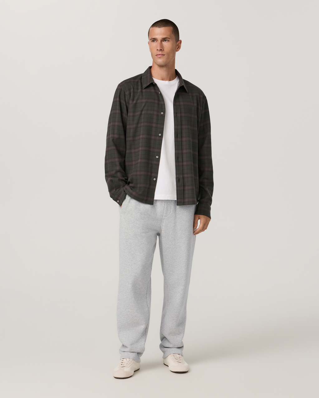 Long Sleeve Midweight Flannel Shirt | Grey Heather