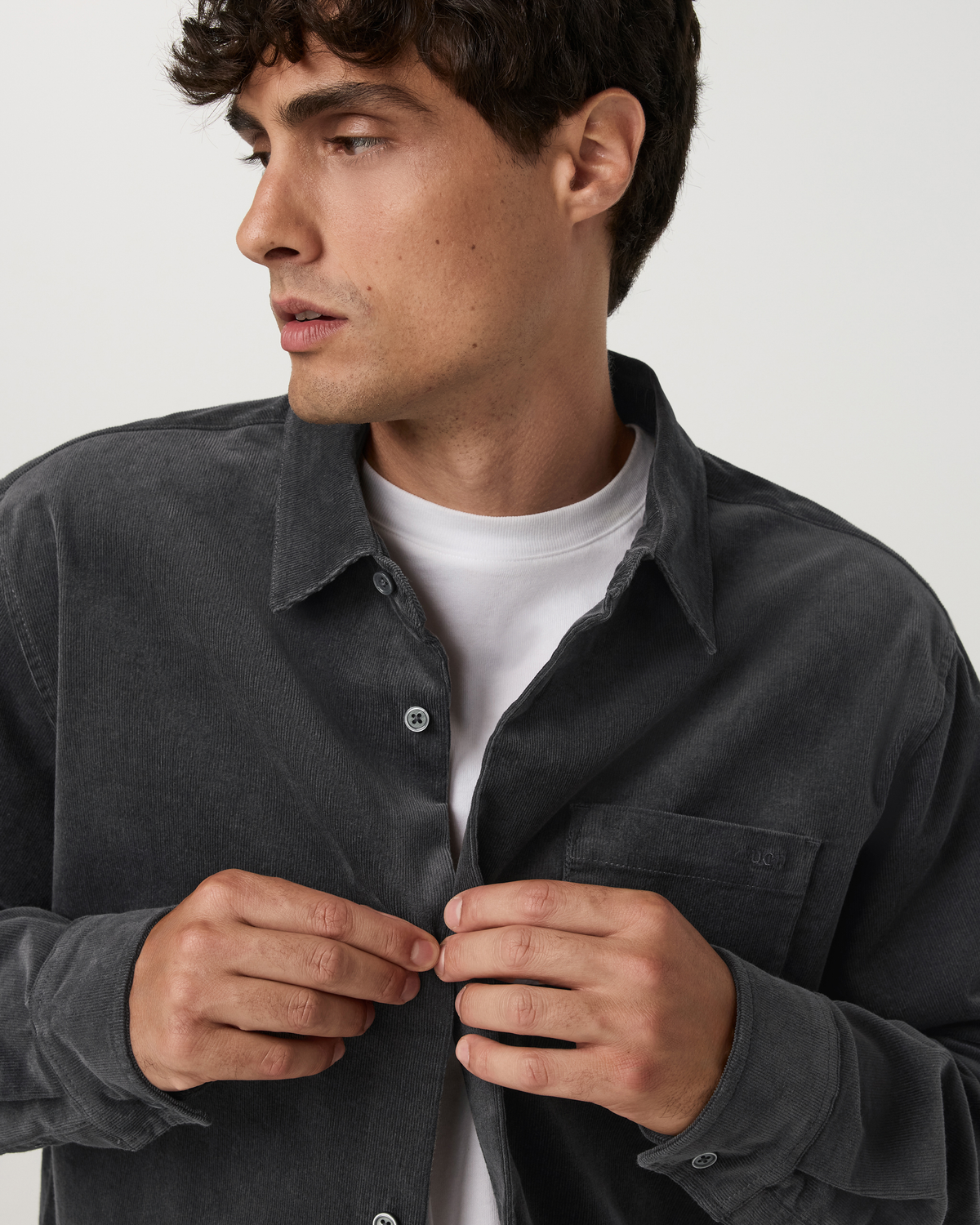 Long Sleeve Optimist Cord Button Down | Dark Salt