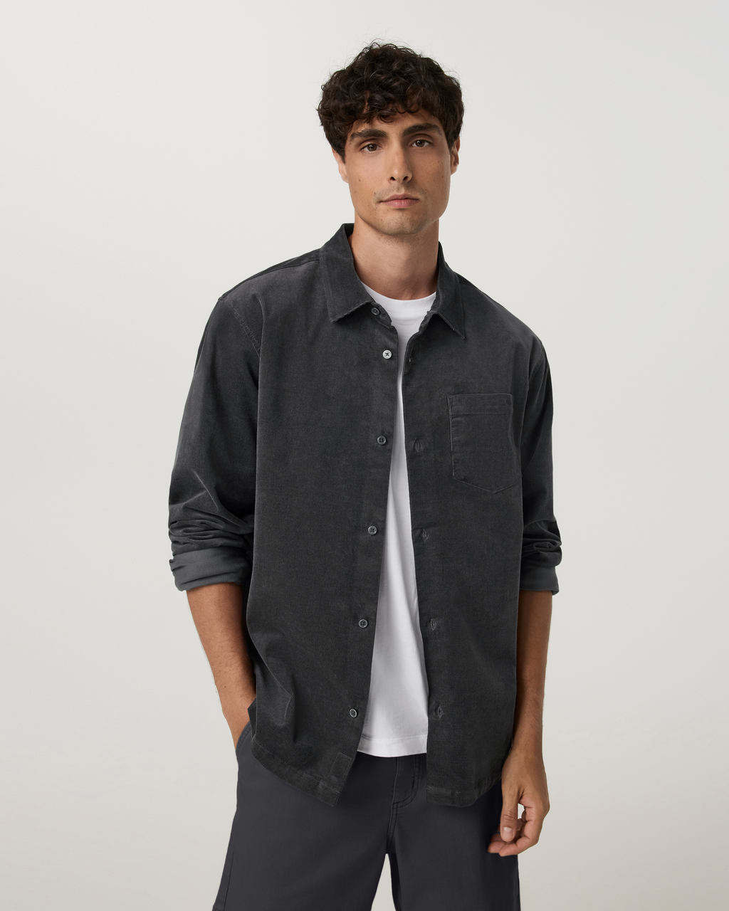 Long Sleeve Optimist Cord Button Down | Dark Salt
