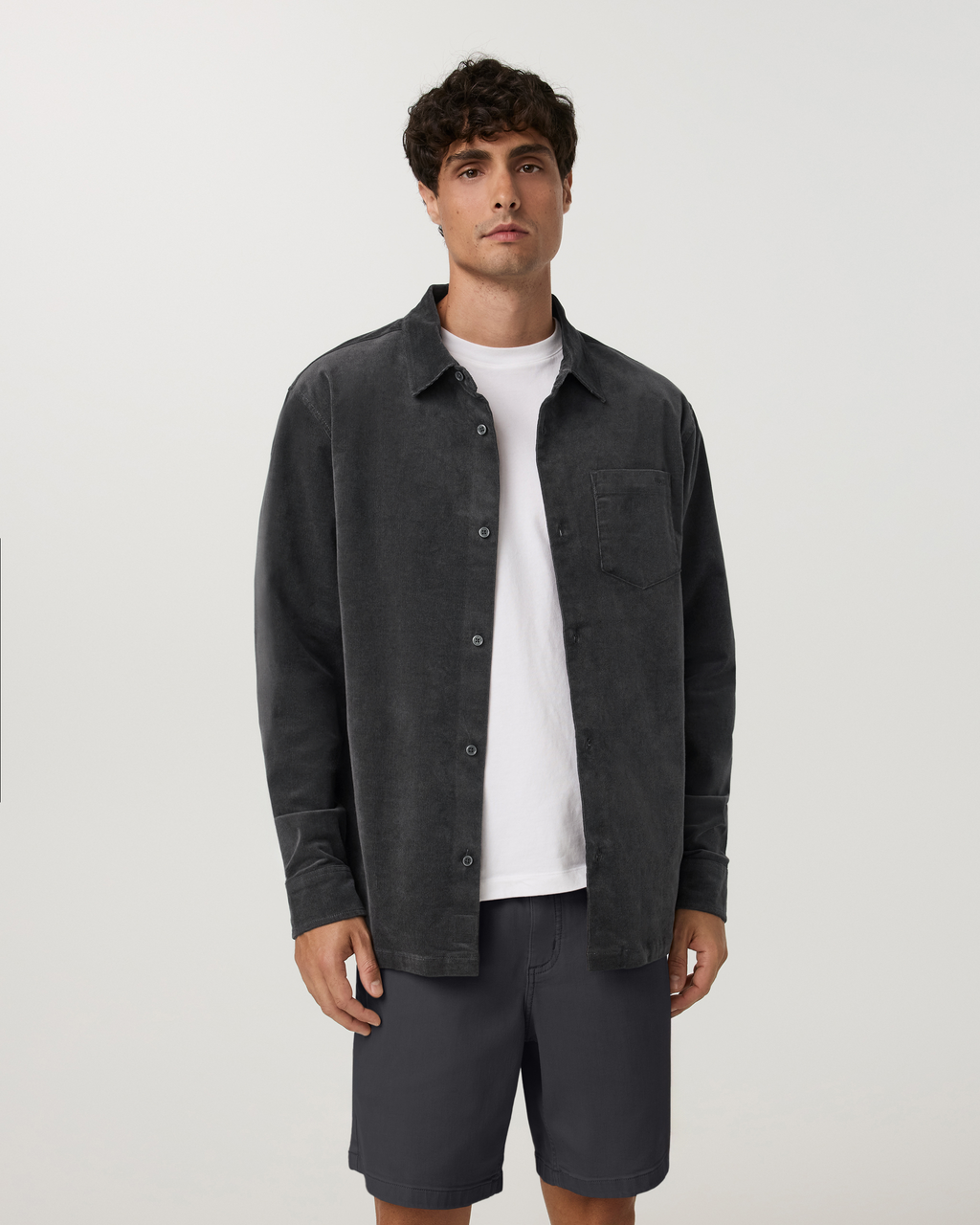 Long Sleeve Optimist Cord Button Down | Dark Salt