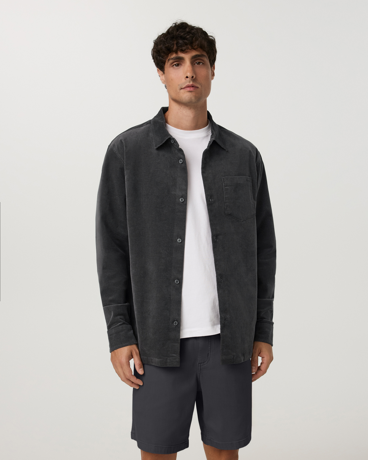 Long Sleeve Optimist Cord Button Down | Dark Salt
