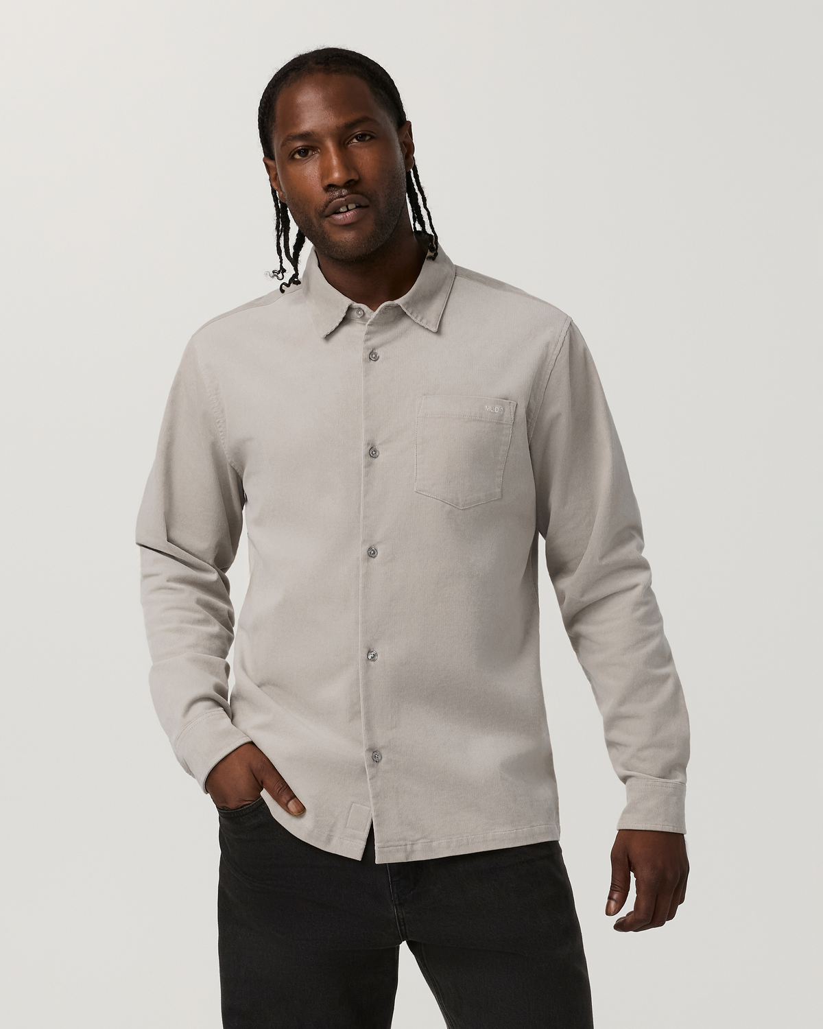 Long Sleeve Optimist Cord Button Down | Dark Salt