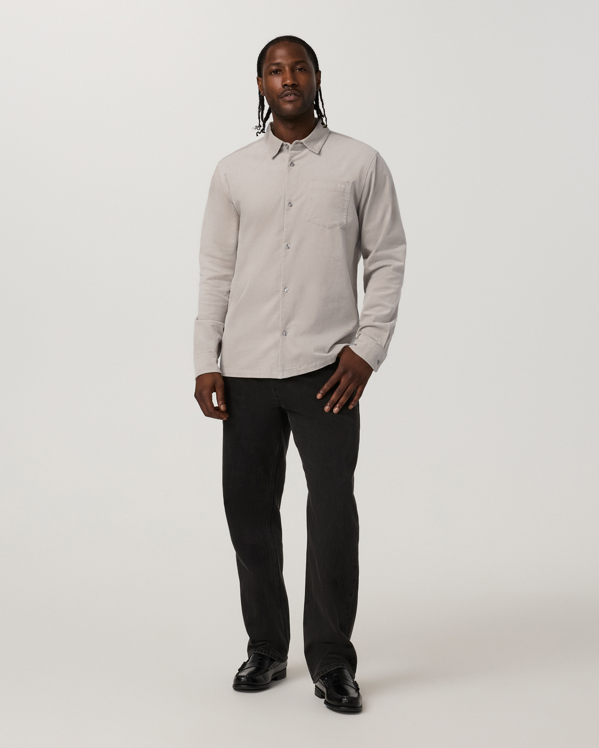 Long Sleeve Optimist Cord Button Down | Dark Salt