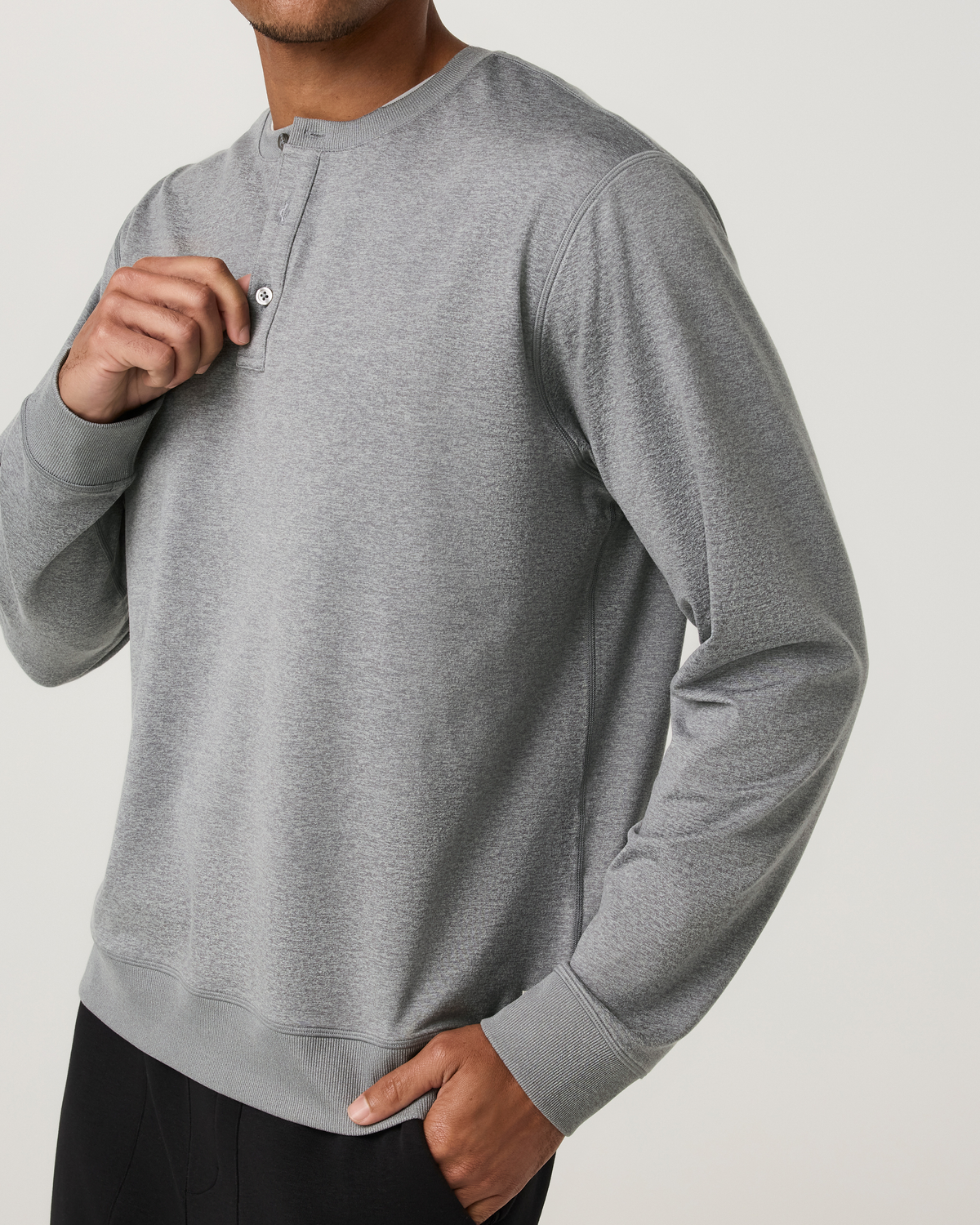 Long Sleeve Coronado Henley - Relaxed Fit | Black Heather