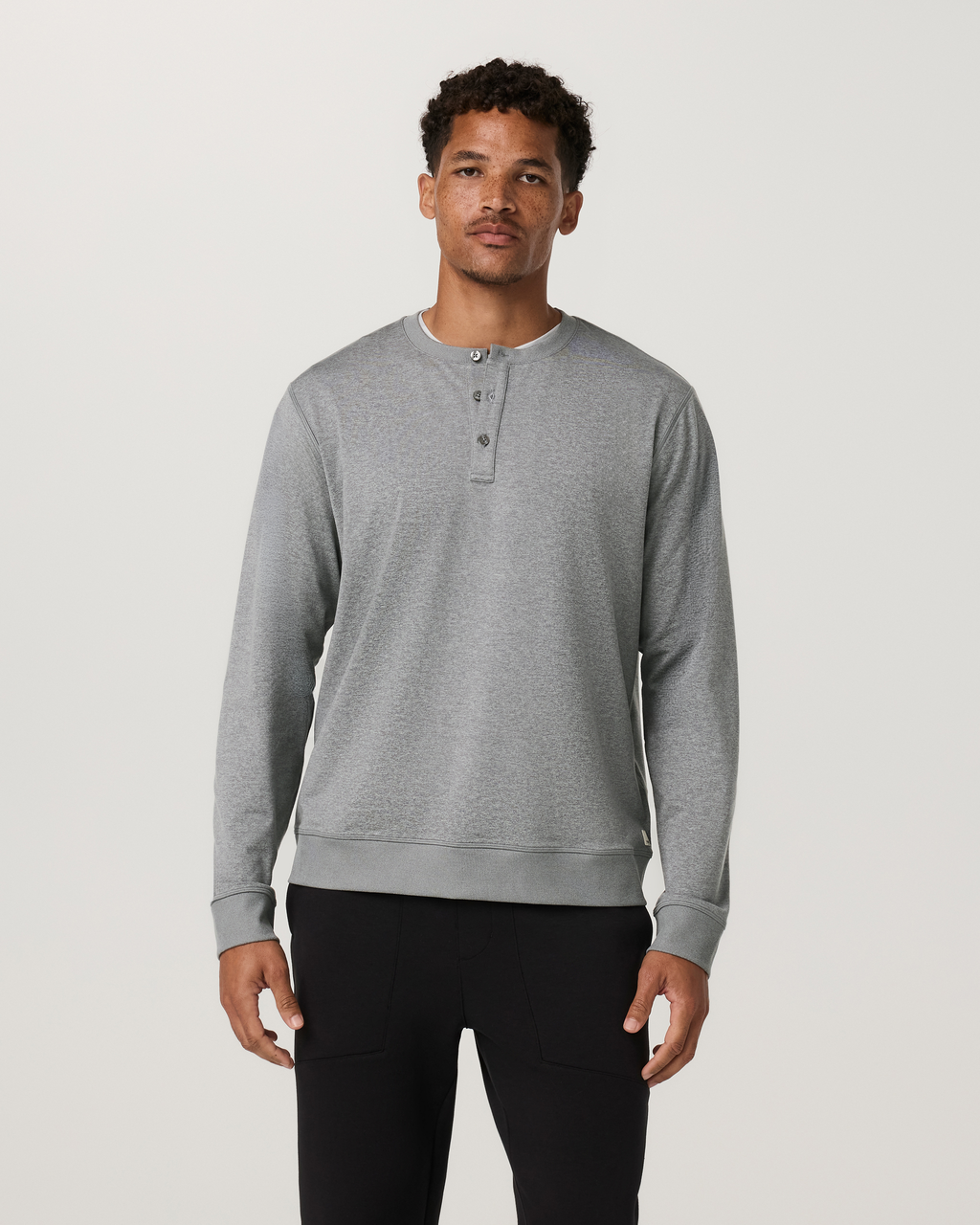 Long Sleeve Coronado Henley - Relaxed Fit | Black Heather