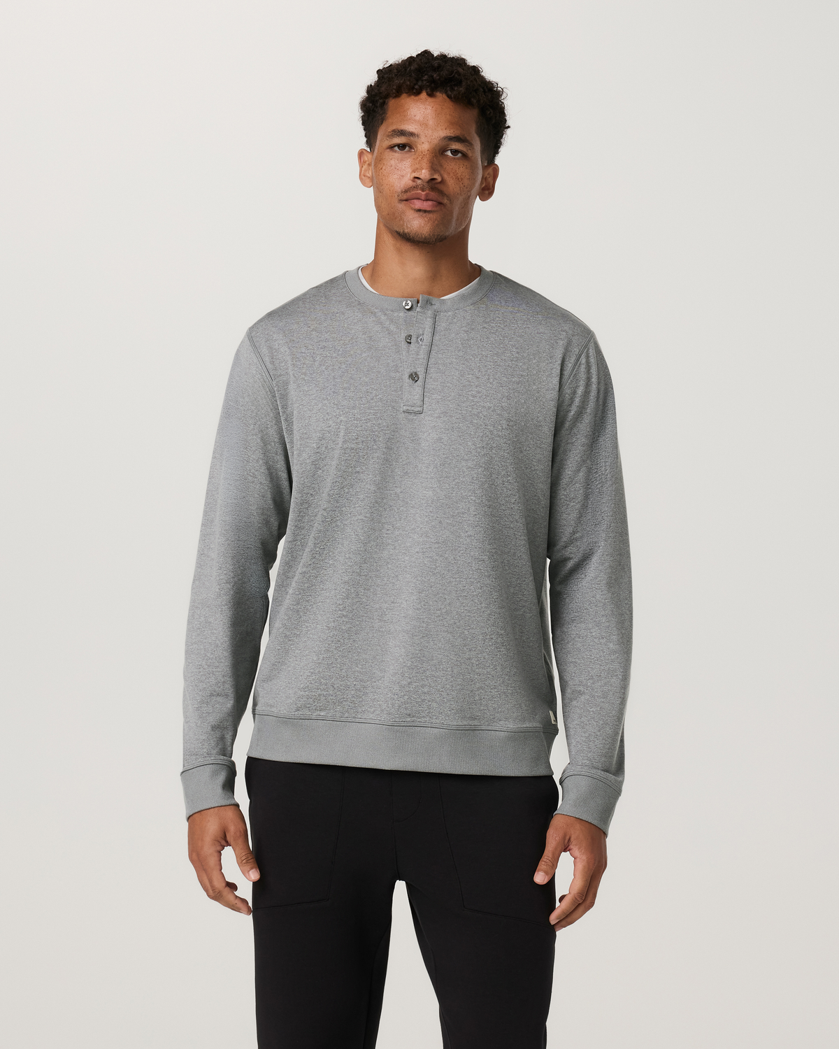 Long Sleeve Coronado Henley - Relaxed Fit | Black Heather