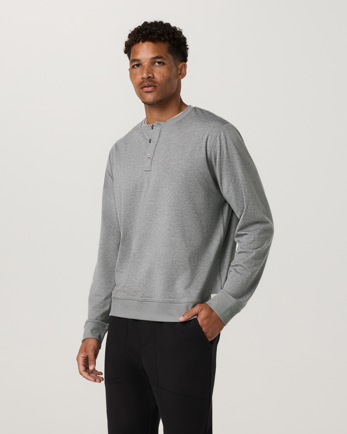 Long Sleeve Coronado Henley - Relaxed Fit | Black Heather