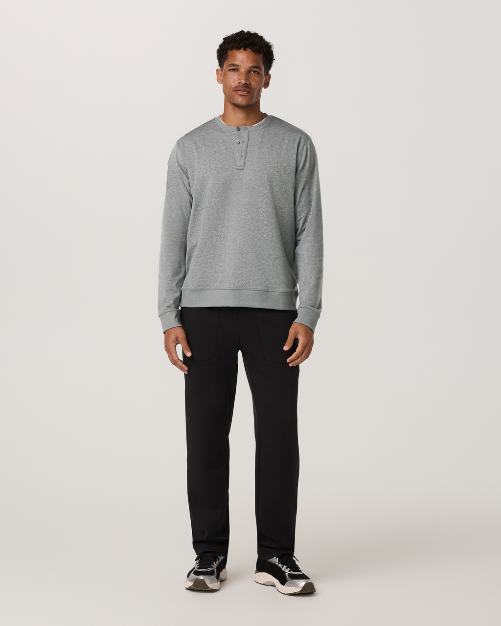 Long Sleeve Coronado Henley - Relaxed Fit | Black Heather