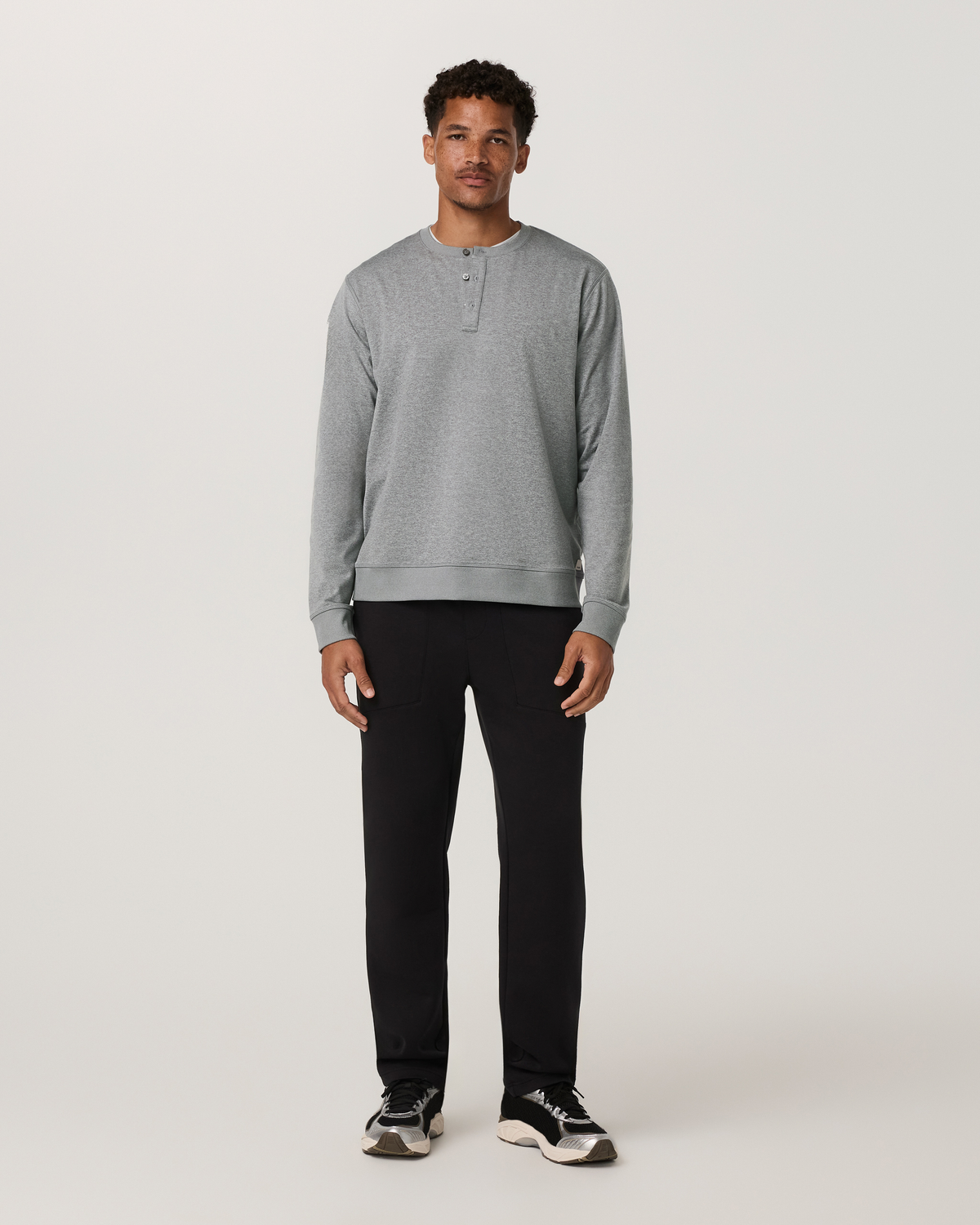 Long Sleeve Coronado Henley - Relaxed Fit | Black Heather