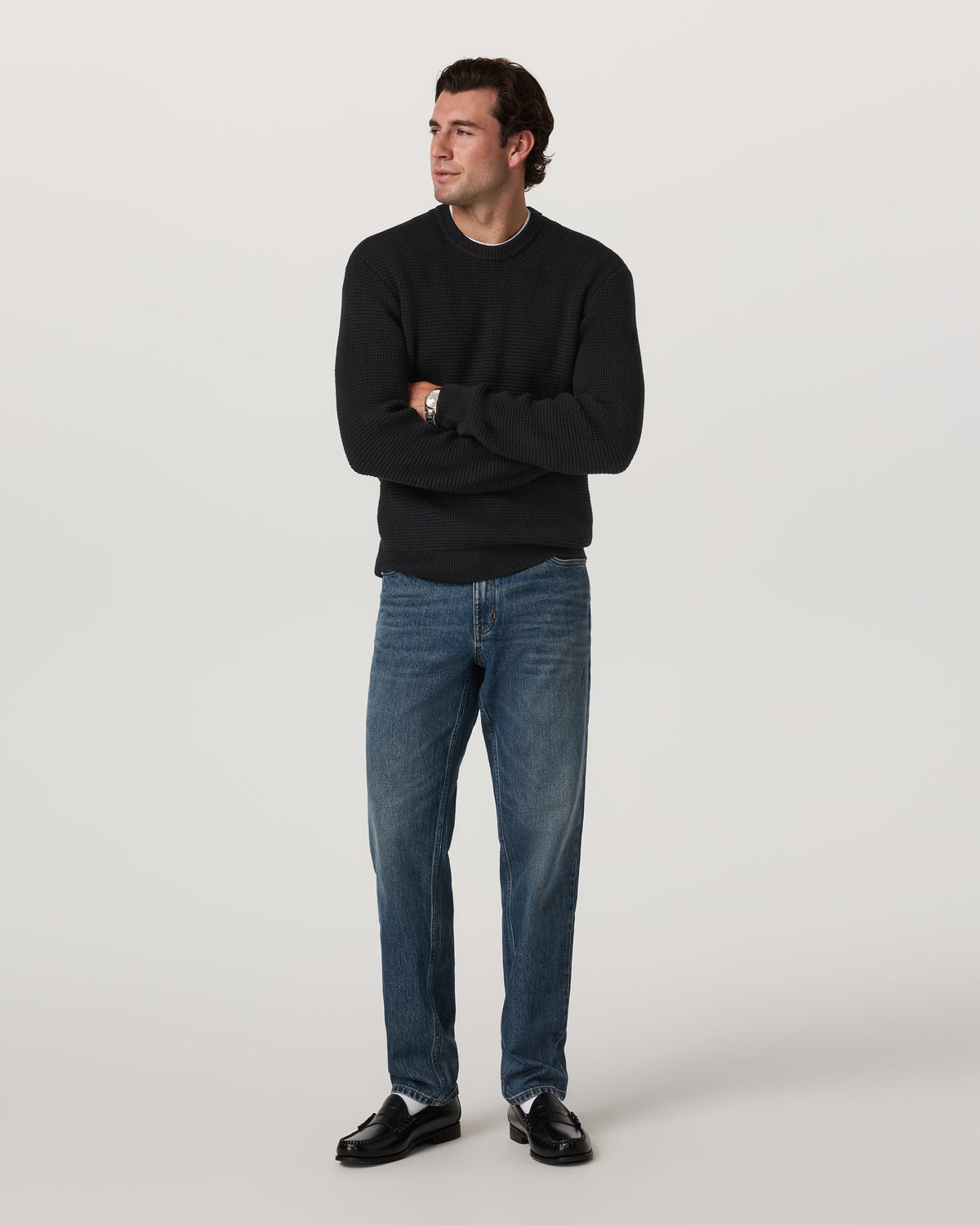 Denver Waffle Crew Sweater | Black