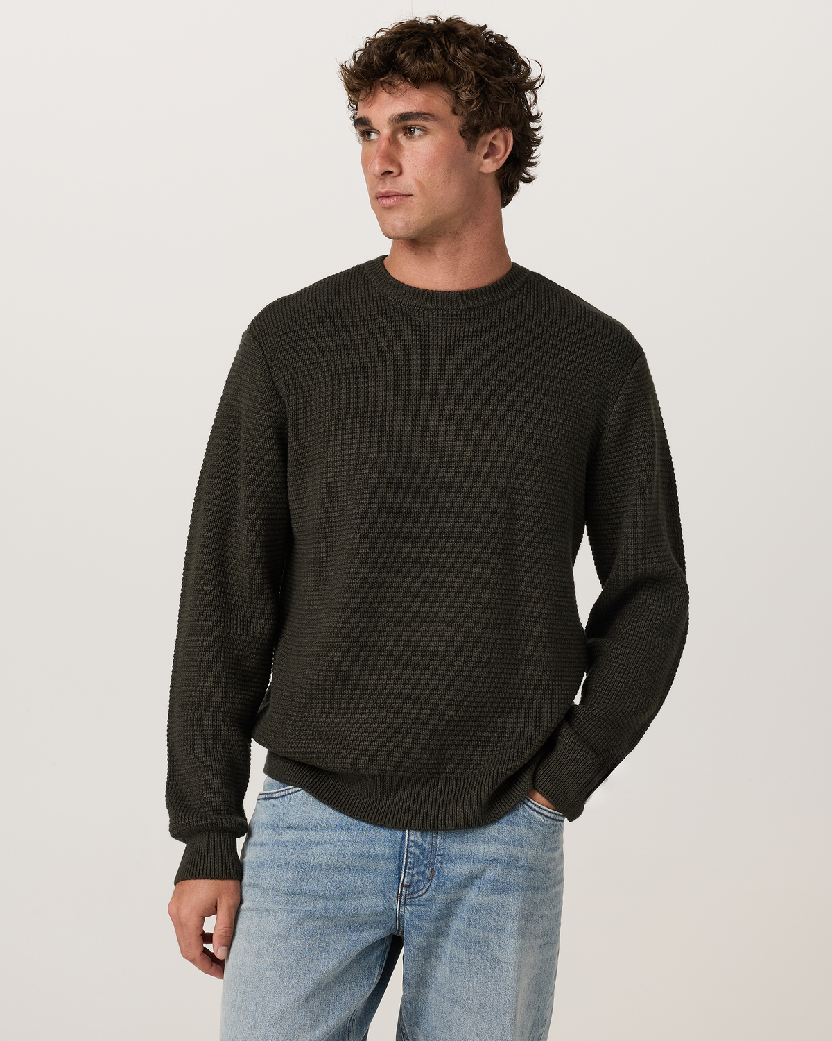 Denver Waffle Crew Sweater | Hunter Green