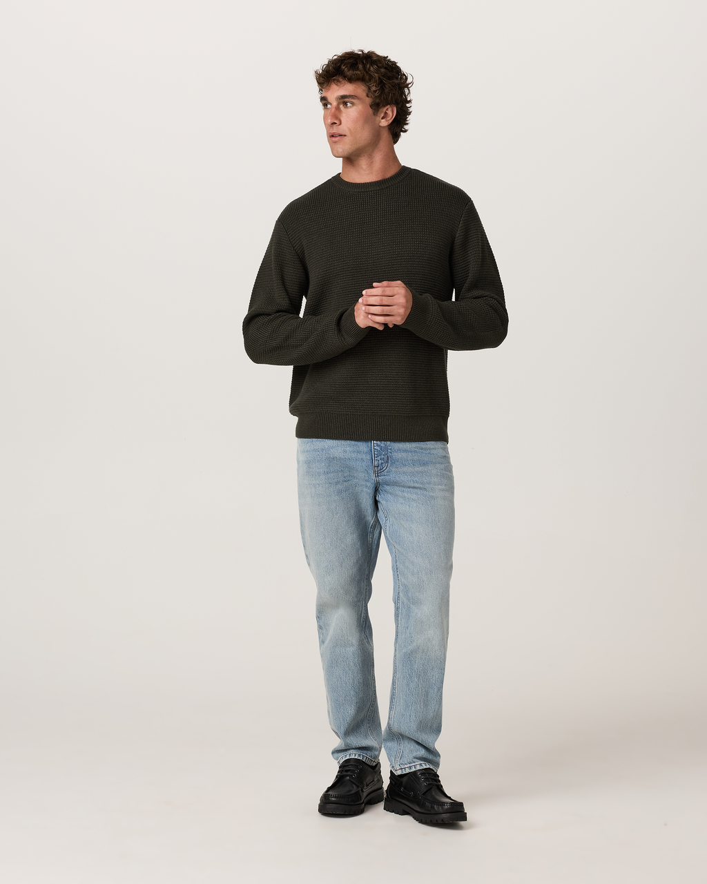 Denver Waffle Crew Sweater | Hunter Green
