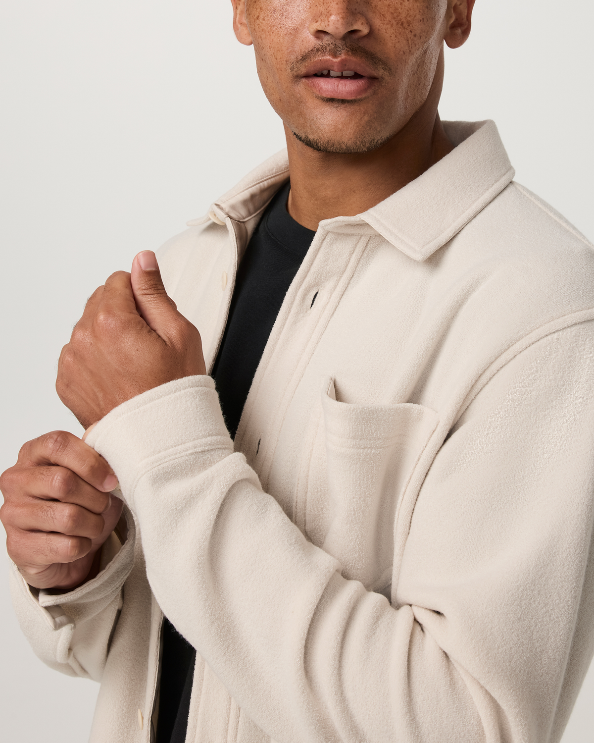 Beach Fleece Shirt Jacket | Bone Heather