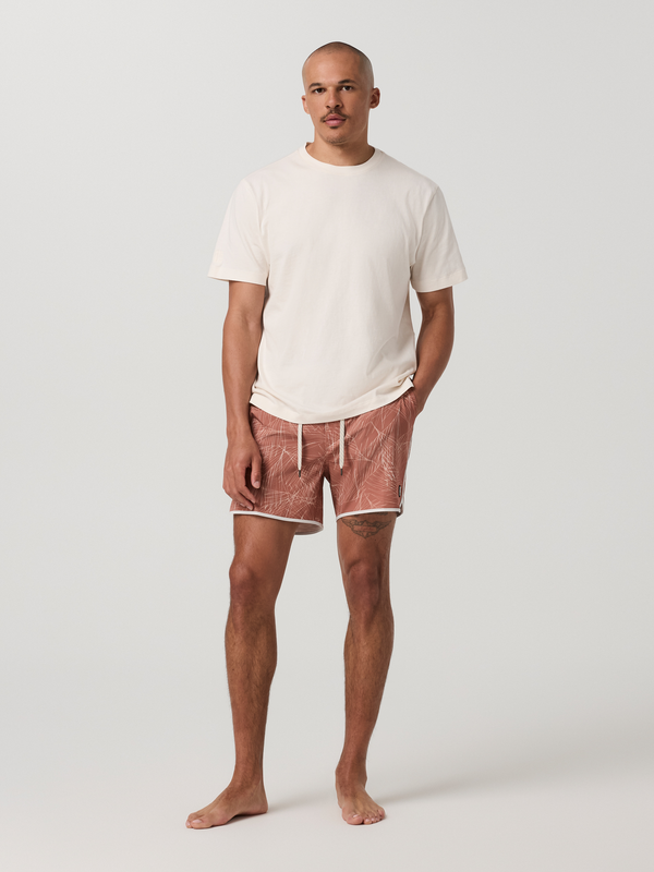 Cruise Boardshort 5" | Vintage Red Palm Shadow