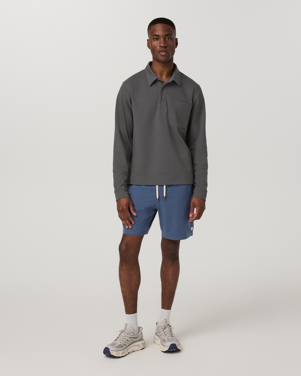 Banks Session Short Unlined 5" | Azure Linen Texture