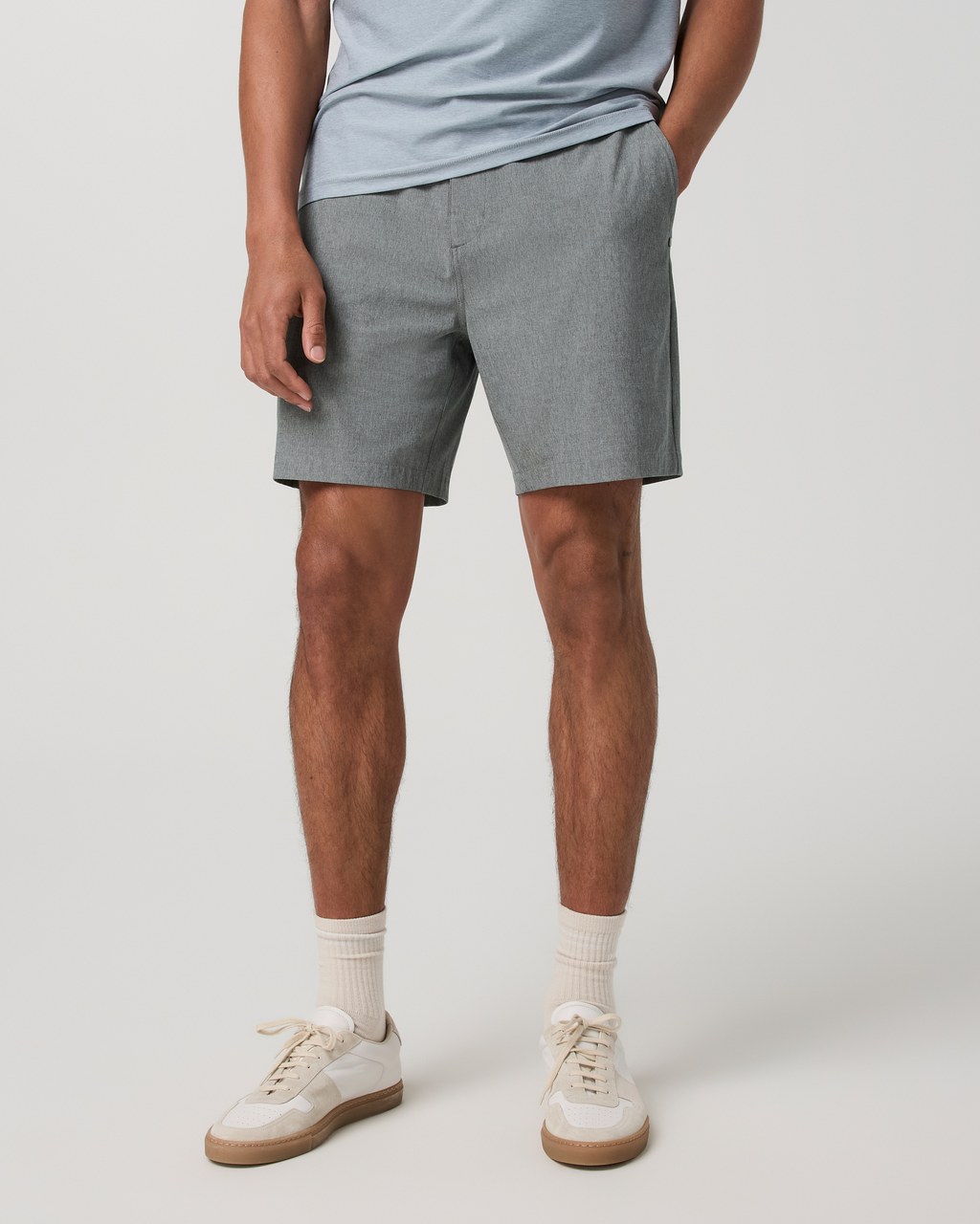 Aim Elastic Waist Short 7" | Navy Linen Texture