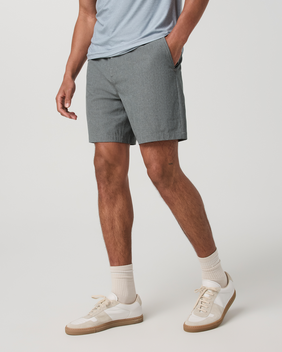Aim Elastic Waist Short 7" | Navy Linen Texture