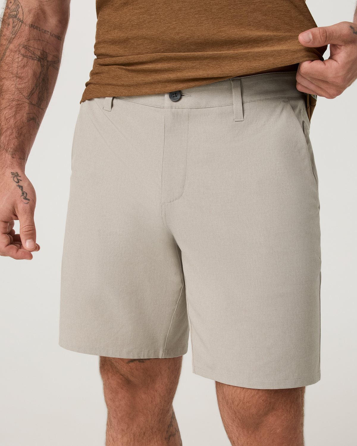Aim Short 8" | Khaki Linen Texture