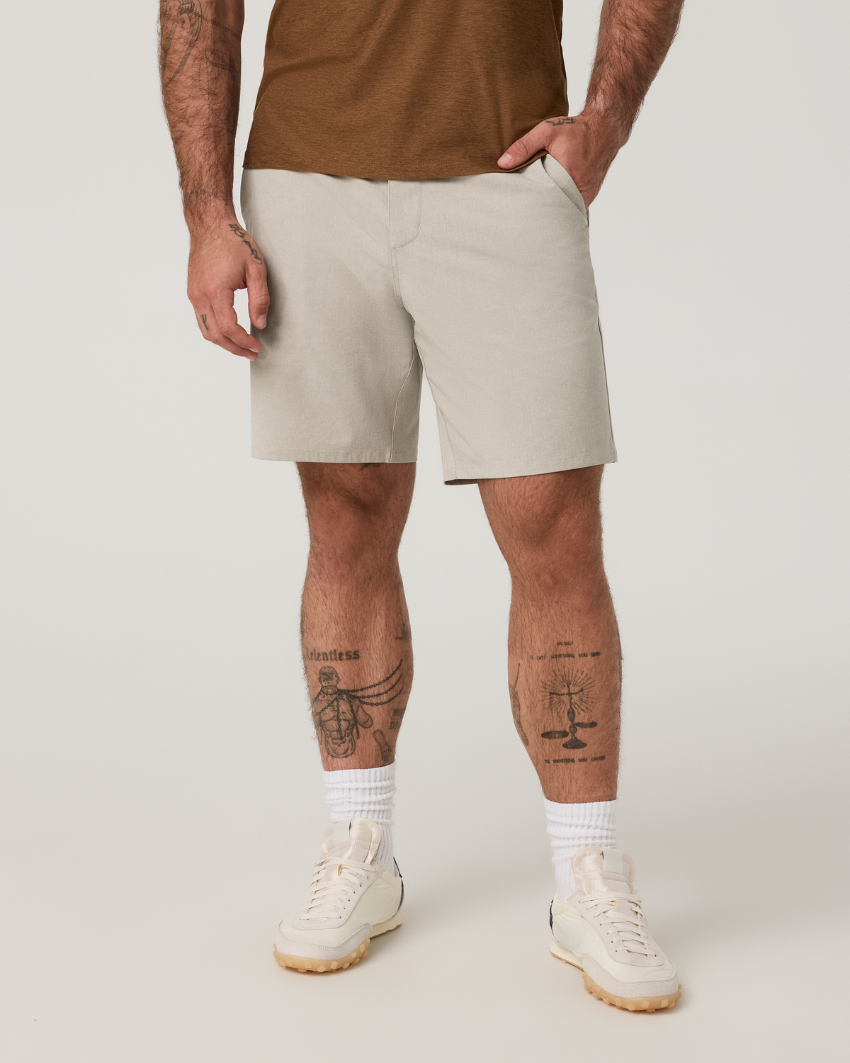 Aim Short 8" | Khaki Linen Texture