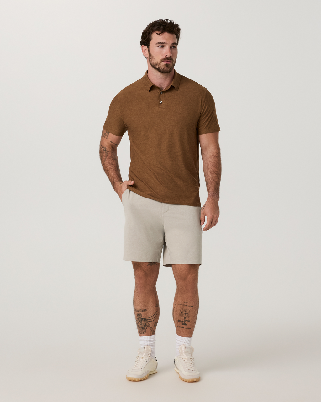 Aim Short 8" | Gull Grey Linen Texture