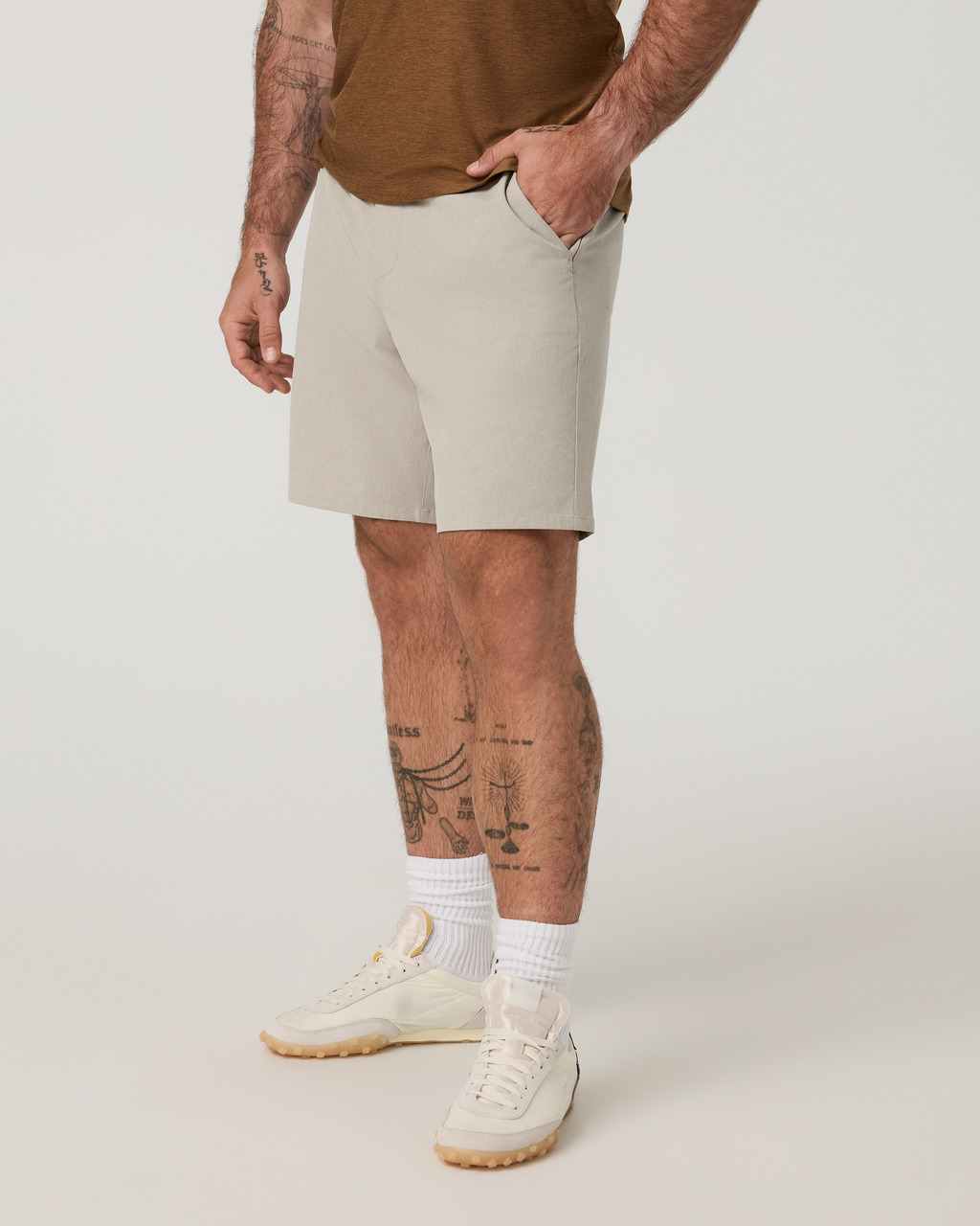 Aim Short 8" | Khaki Linen Texture