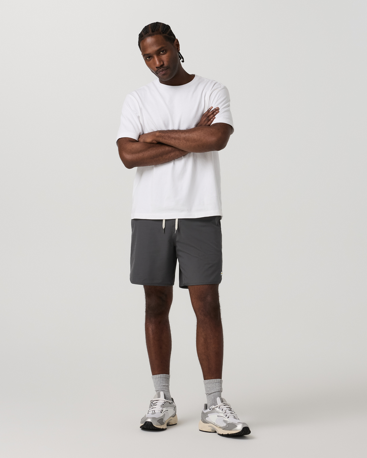 Banks Short Unlined 7" | Dark Pewter Slub Stripe